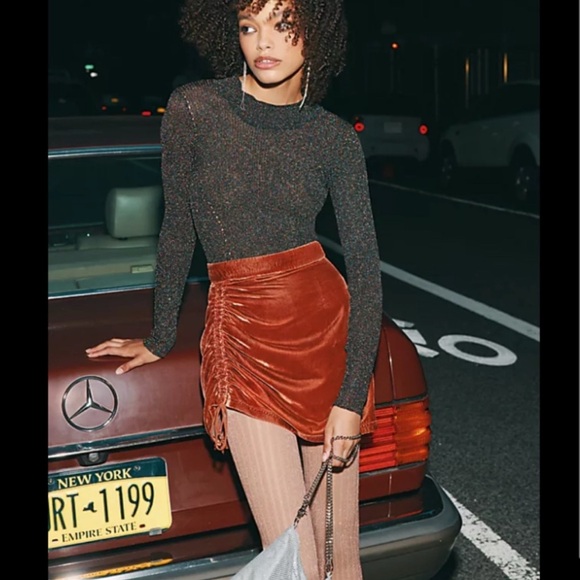 Free People Dresses & Skirts - FP Free People Winter Vivienne velvet velour brown rust orange Mini skirt